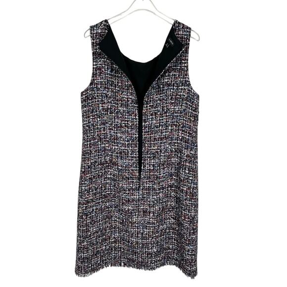 Talbots Tweed Sleeveless Sheath Dress Fringe Metallic Classic Career Multi Sz 8 - Picture 7 of 14